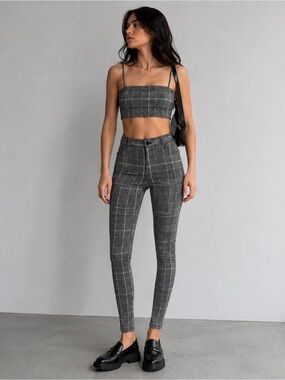 Garage Plaid Matching Set XS/S Stretch Crop Top & High Waist Pants